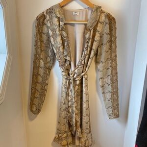 Wilfred Beige and Olive Snake-Pattern Wrap Top